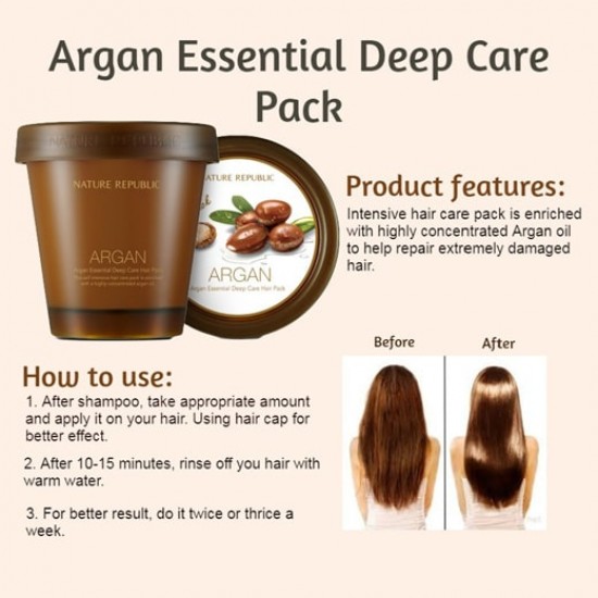 NATURE REPUBLIC - Argan Essential Deep Care Hair Pack 200ml NATURE REPUBLIC - Argan Essential Deep Care Hair Pack 200ml
