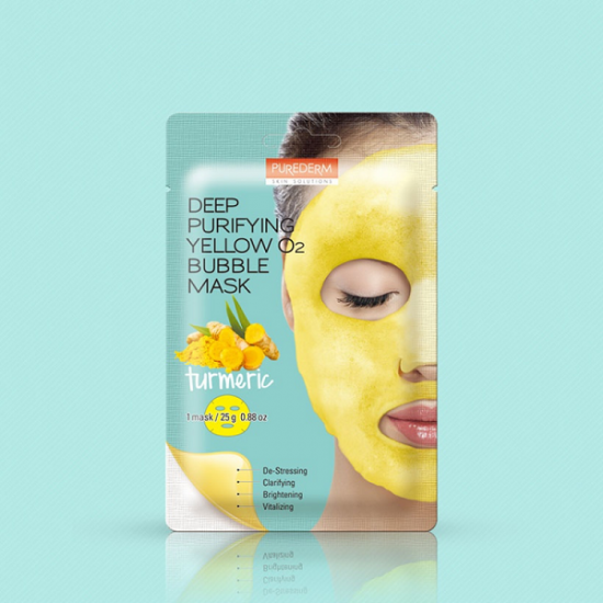 PUREDERM - Deep Purifying Yellow O2 Bubble Mask Turmeric PUREDERM - Deep Purifying Yellow O2 Bubble Mask Turmeric
